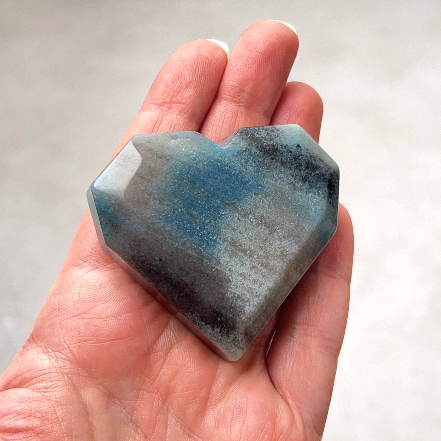 Trolleite Heart | Blue Trolleite Faceted Crystal Heart