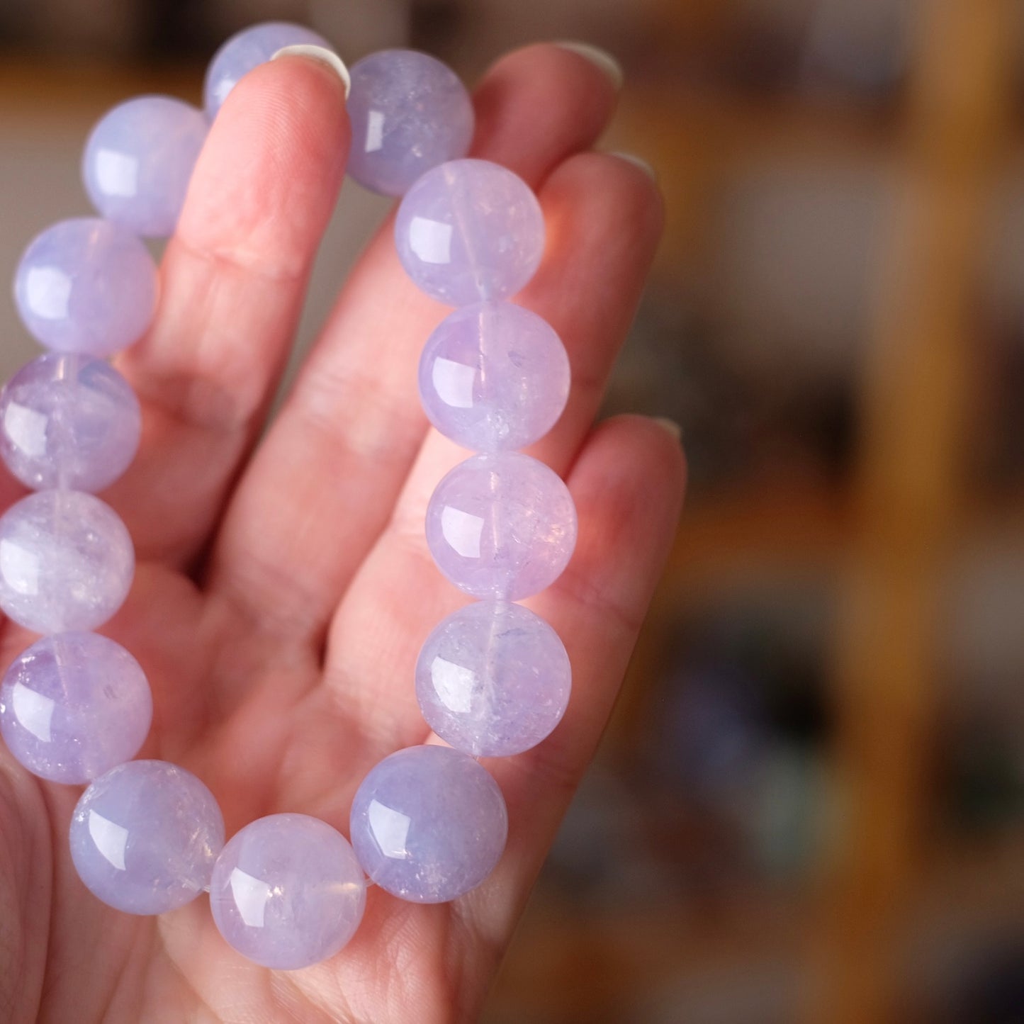 Jumbo Lavender Moon Quartz Bracelet | Crystal Stretch Bracelet