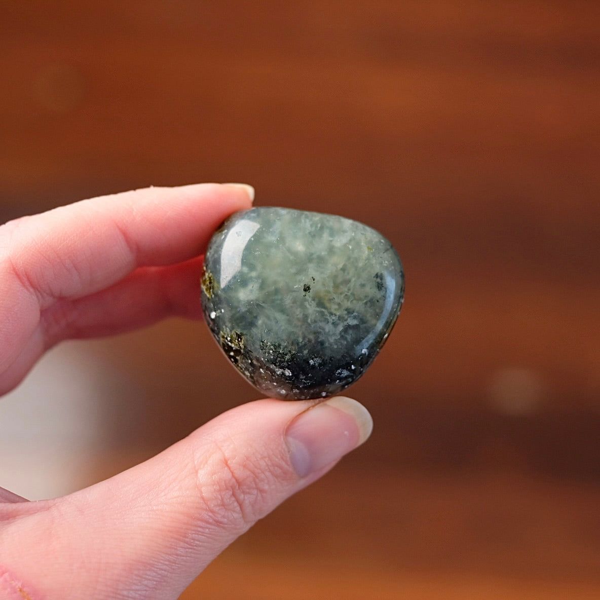 Prehnite Pocket Stone | Prehnite & Epidote Tumbled Crystal