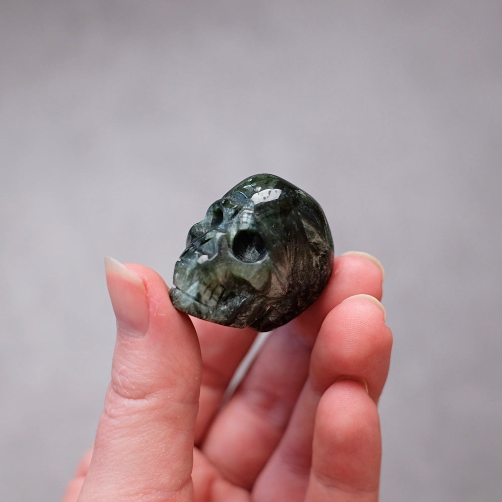 Seraphinite Crystal Skull | Rare Skull Carving
