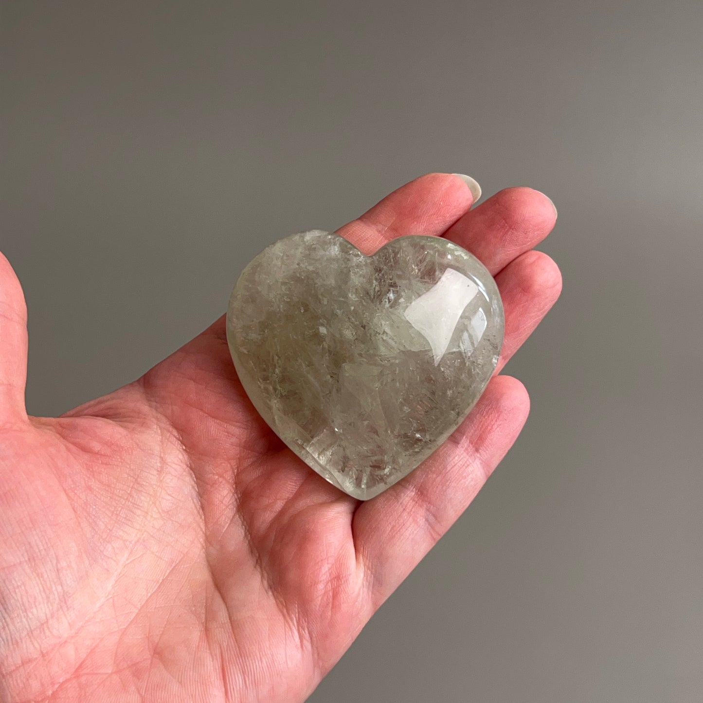 Prasiolite Heart | Prasiolite Green Amethyst Crystal Heart