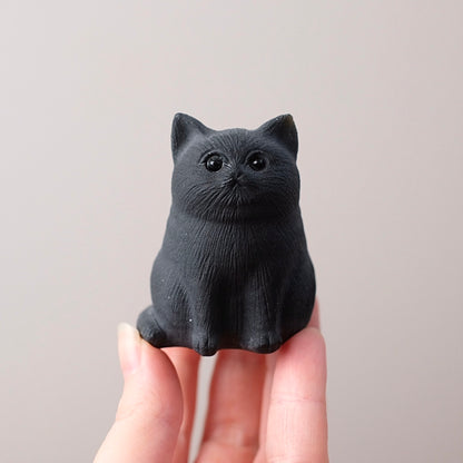 Black Obsidian Cat Carving | Crystal Cat