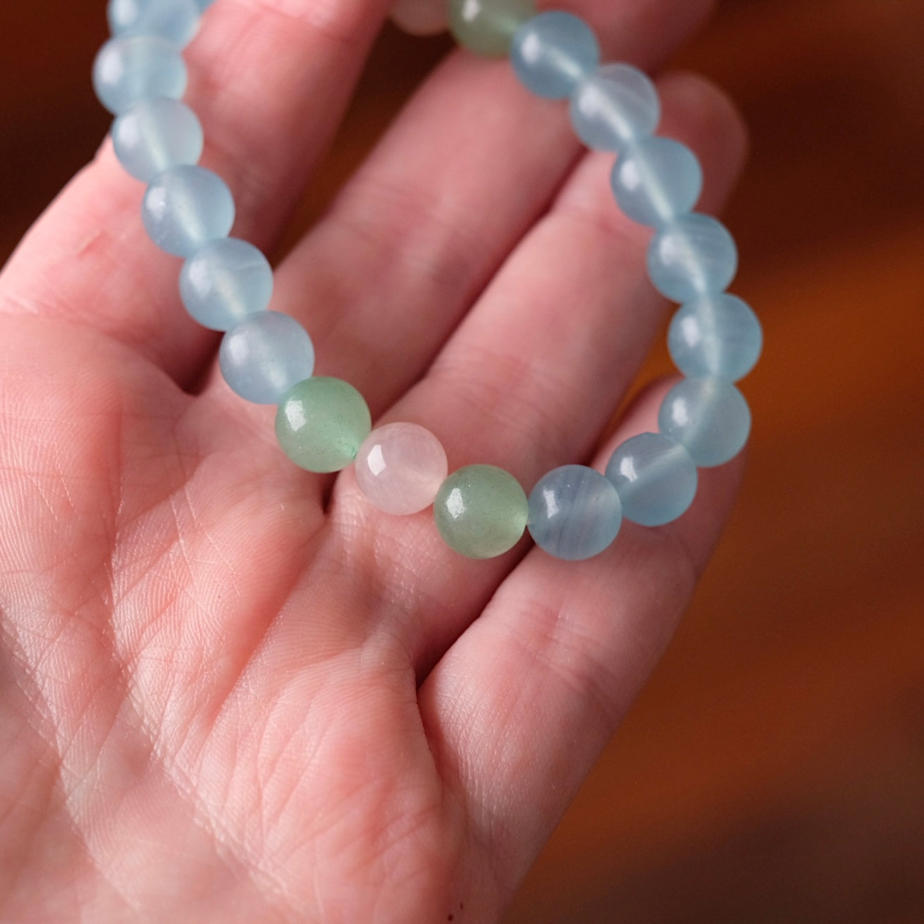 Lemurian Aquatine Calcite Crystal Bracelet | OOAK Crystal Bracelet