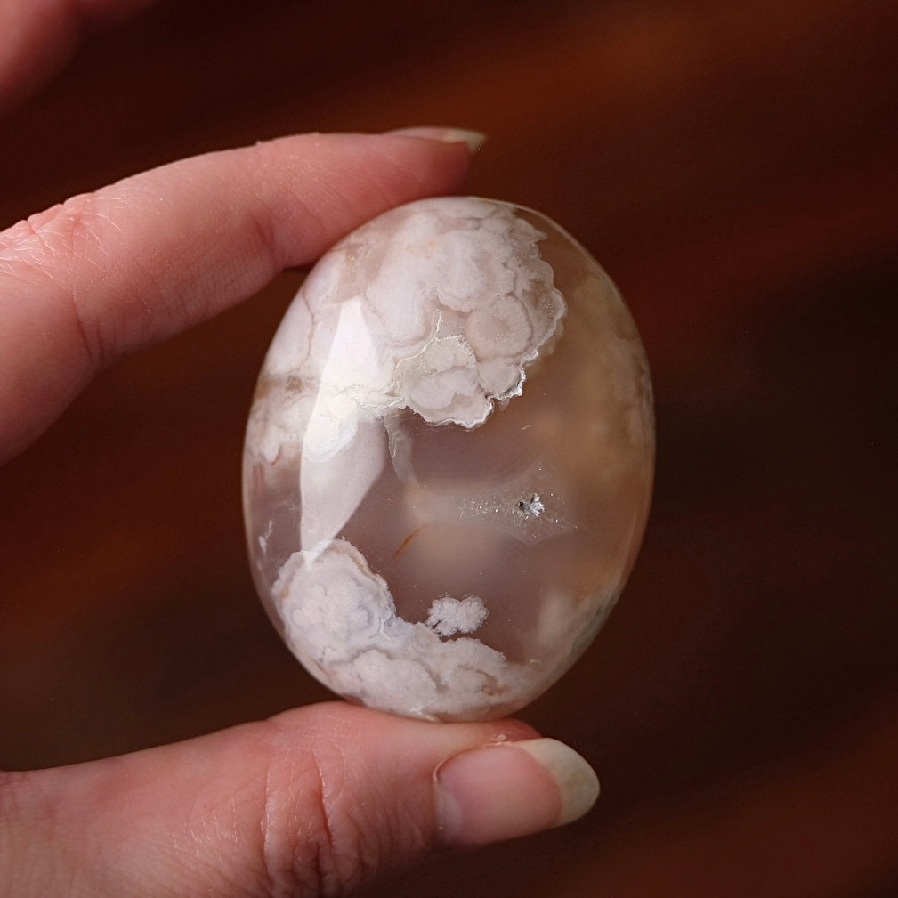 Flower Agate Palm | Cherry Blossom Agate Crystal Palm Stone