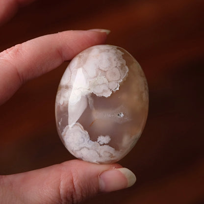 Flower Agate Palm | Cherry Blossom Agate Crystal Palm Stone