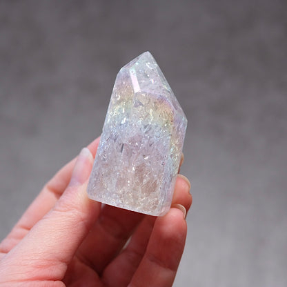 Aura Fire & Ice Quartz Point | Crackle Quartz Crystal Point