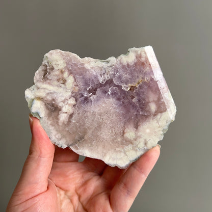 Pink Amethyst Polished Slab | Pink Amethyst + Flower Agate Slice