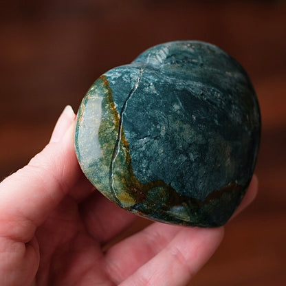Sea Jasper Heart | Green Jasper Crystal Heart Carving