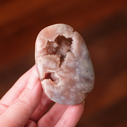 Pink Amethyst + Flower Agate Palm | Pink Amethyst Crystal Palm Stone