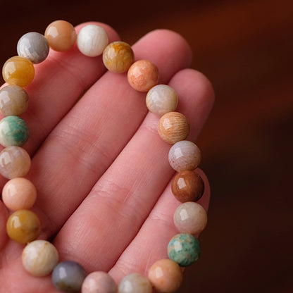 Colourful Fossilised Coral Bracelet | Coral Crystal Stretch Bracelet