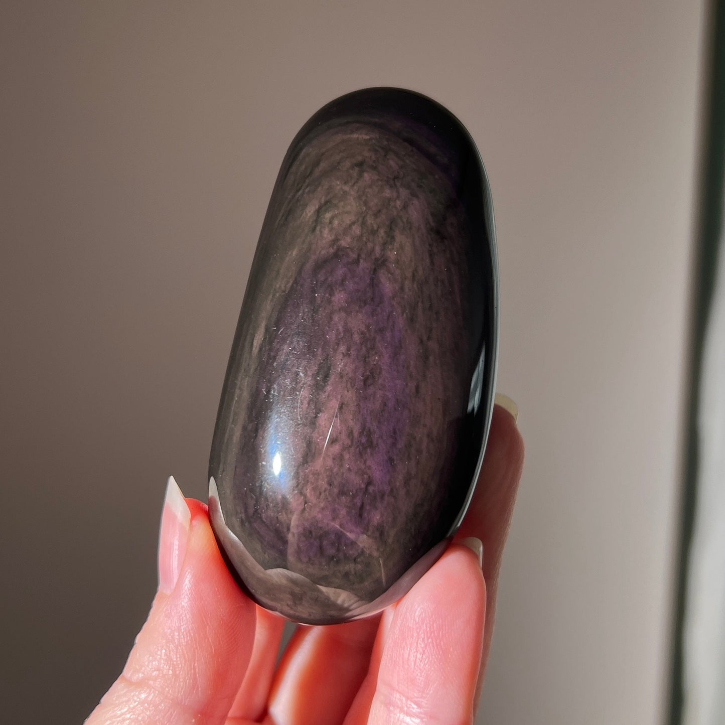 Rainbow Obsidian Palm | Velvet Obsidian Crystal Palmstone