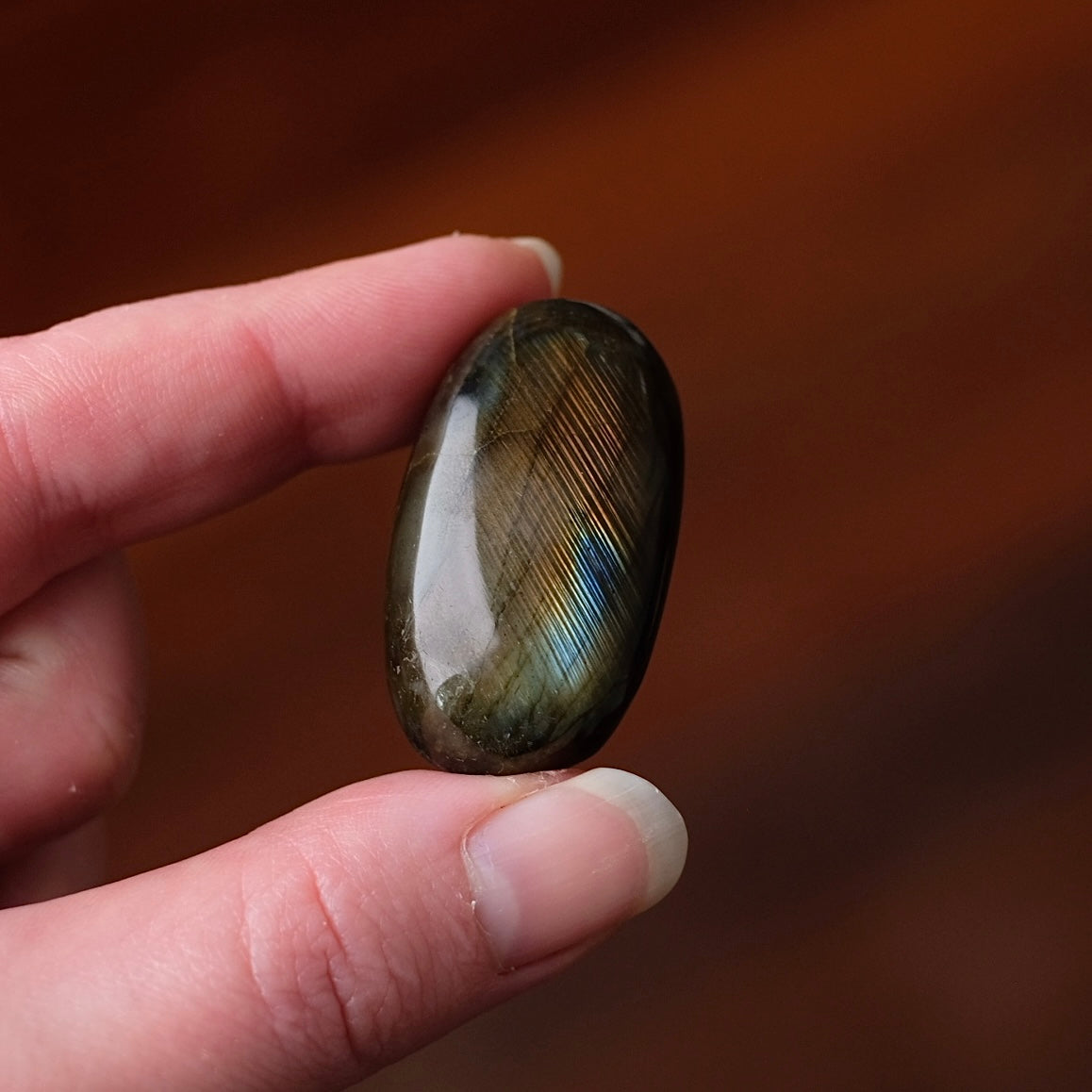 Flashy Labradorite Pocket Stone | Tumbled Crystal Palm