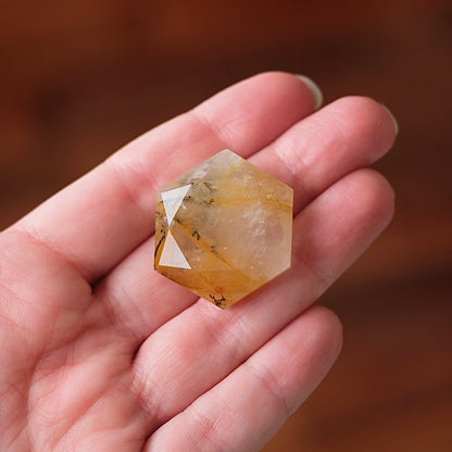 Dendritic Quartz Hexagon | Golden Healer Crystal Jewel | Star of David