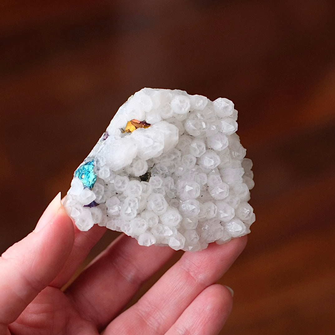 Quartz + Peacock Ore Cluster | Quartz Cluster with Bornite