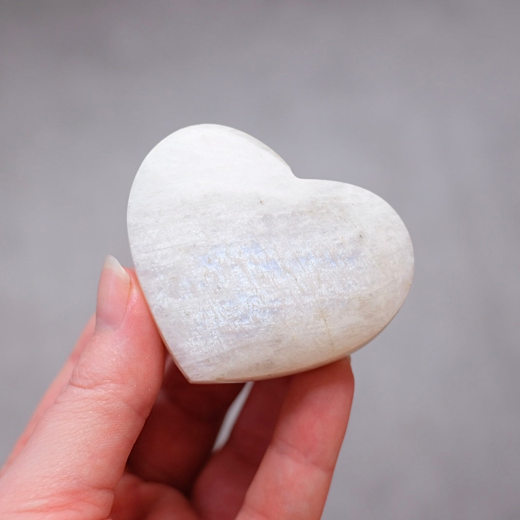 Flashy Moonstone Heart | Crystal Heart Carving
