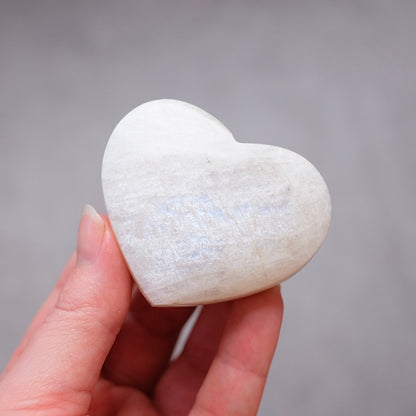 Flashy Moonstone Heart | Crystal Heart Carving