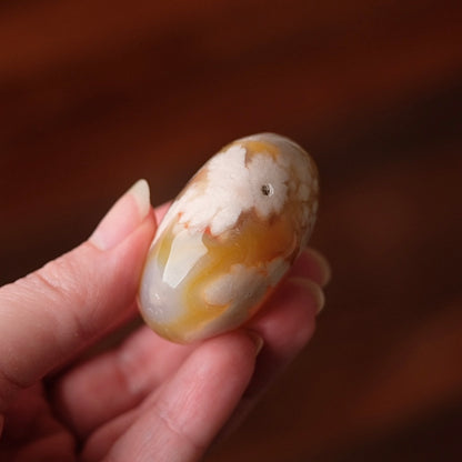Flower Agate Palm | Cherry Blossom Agate Crystal Palm Stone
