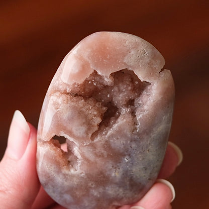 Pink Amethyst + Flower Agate Palm | Pink Amethyst Crystal Palm Stone