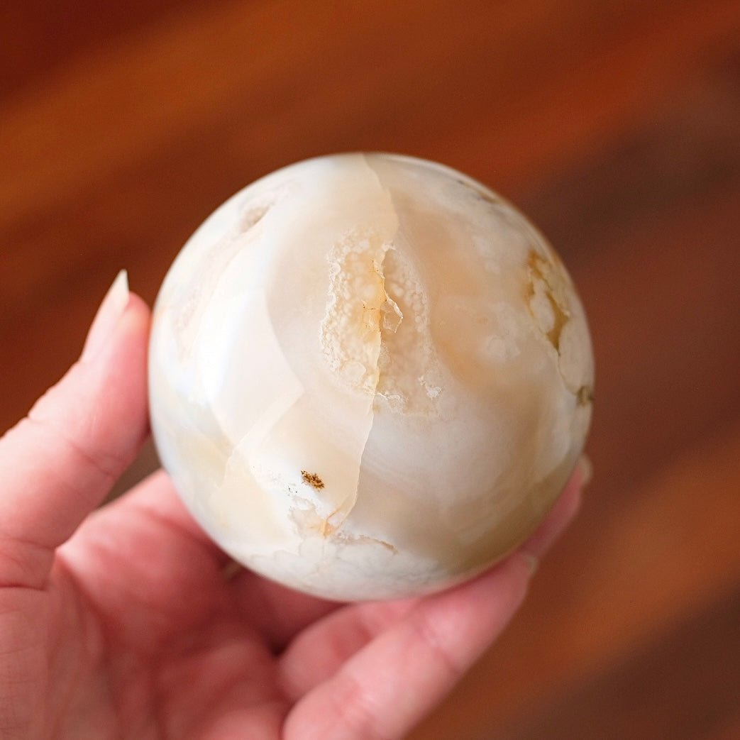 Druzy Flower Agate Sphere | Cherry Blossom Agate Crystal Sphere