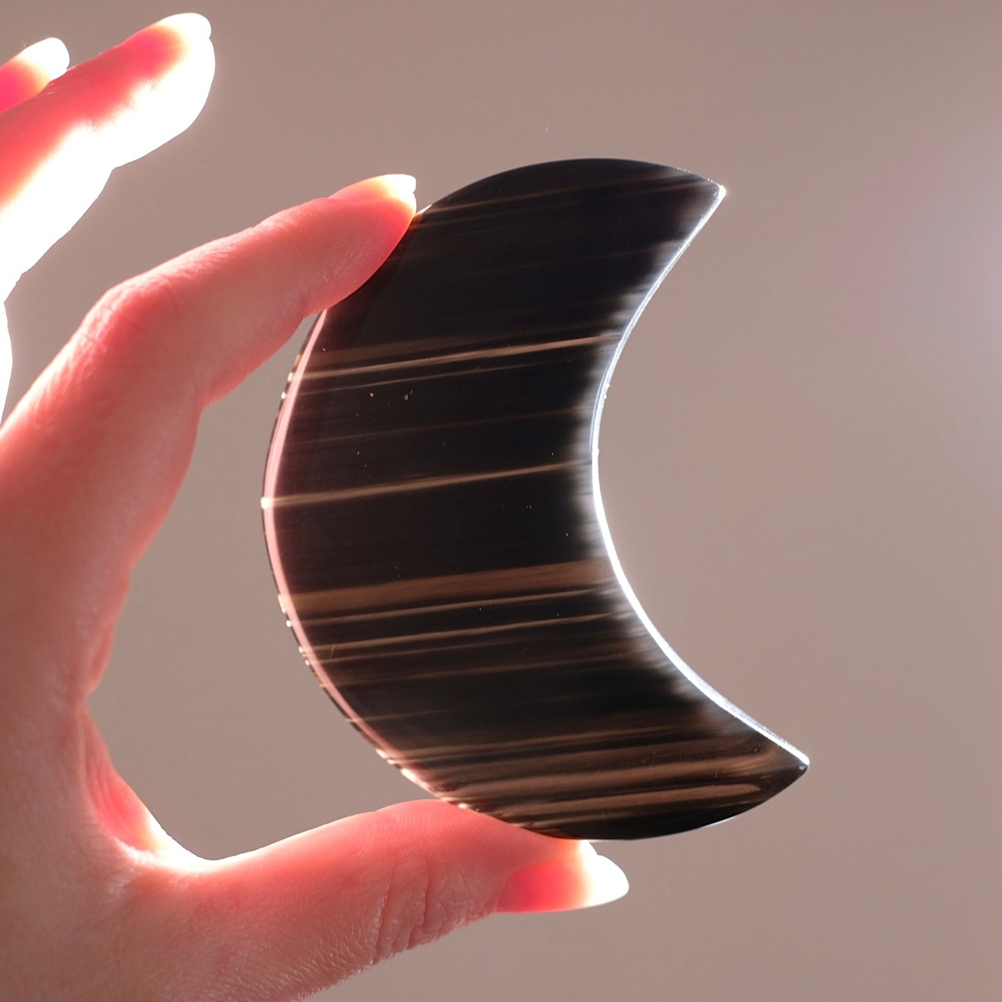 Midnight Lace Obsidian Moon & Stand | Crystal Moon Display Set
