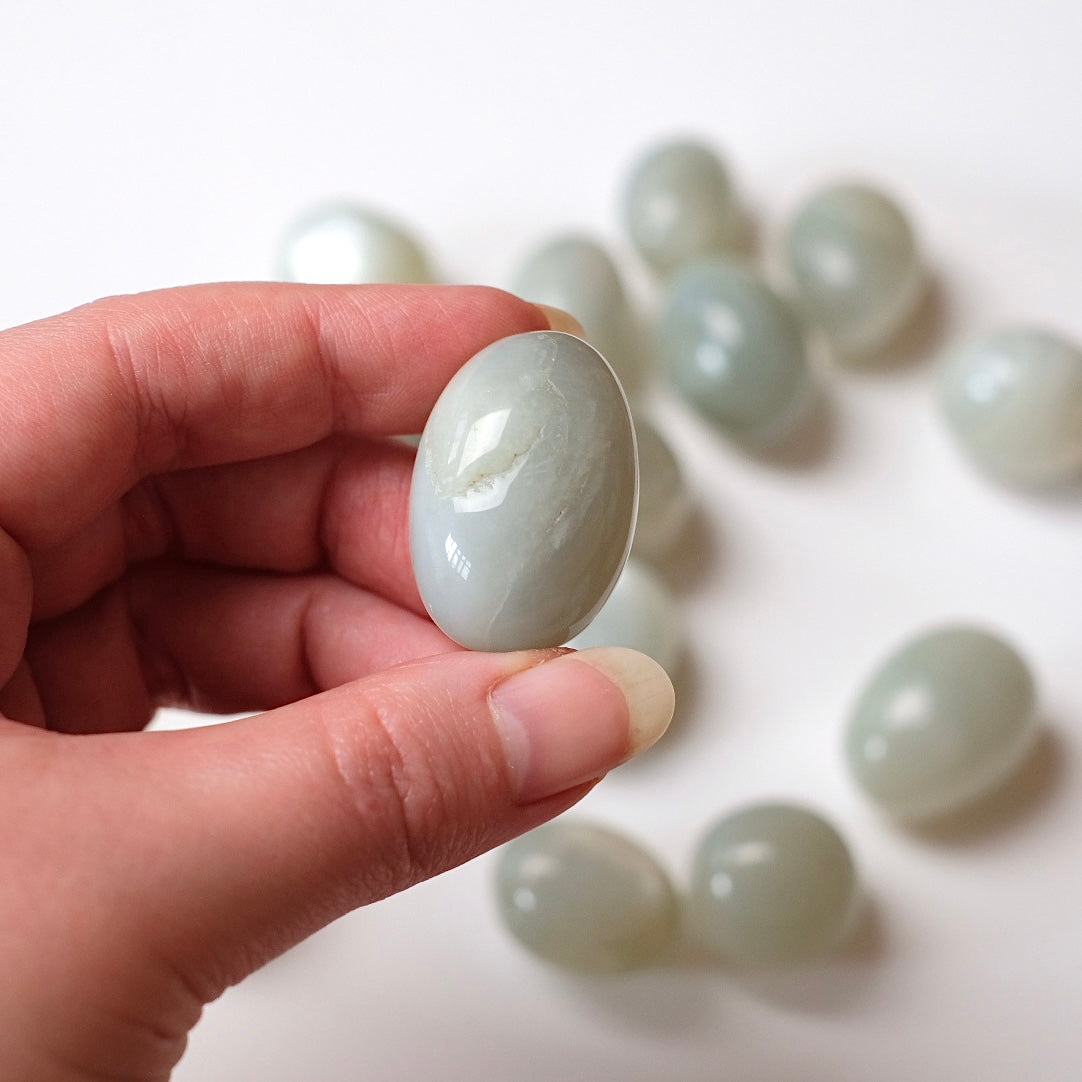 Sage Moonstone Tumbles | Silky Green Moonstone Tumbled Crystal