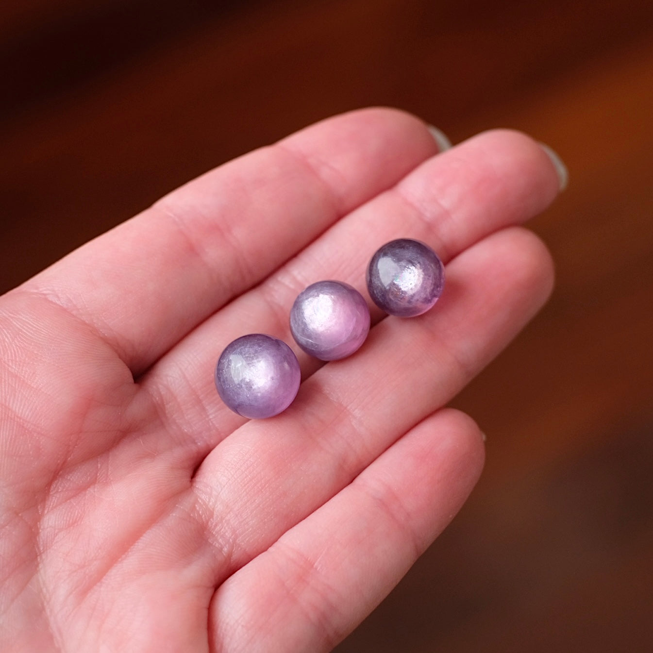 Set of Gem Lepidolite Spheres | Mini Lepidolite Crystal Sphere