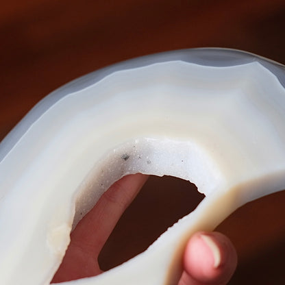 Agate Druzy Geode Moon | Agate Crystal Moon Carving