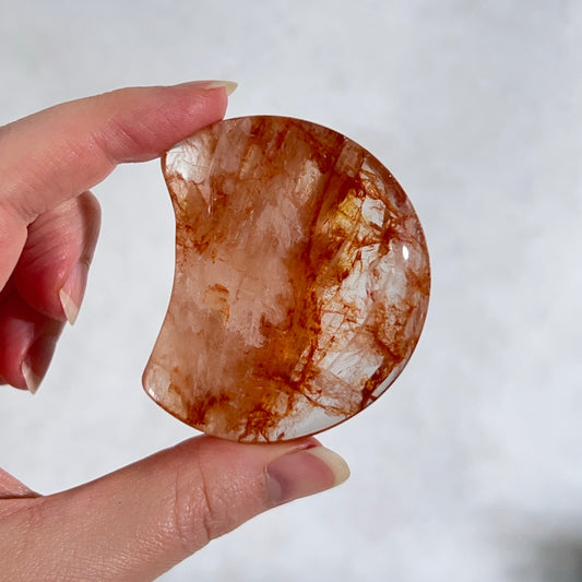 Fire Quartz Moon | Hematoid Quartz Crystal Moon