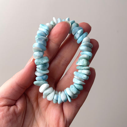 Chunky Larimar Bracelet | Crystal Stretch Bracelet