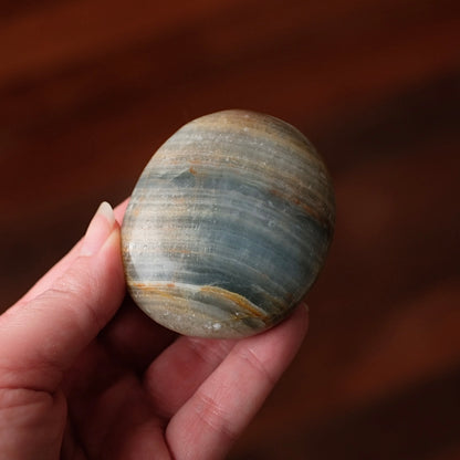 Lemurian Aquatine Calcite Palm | Argentinian Calcite | Blue Onyx