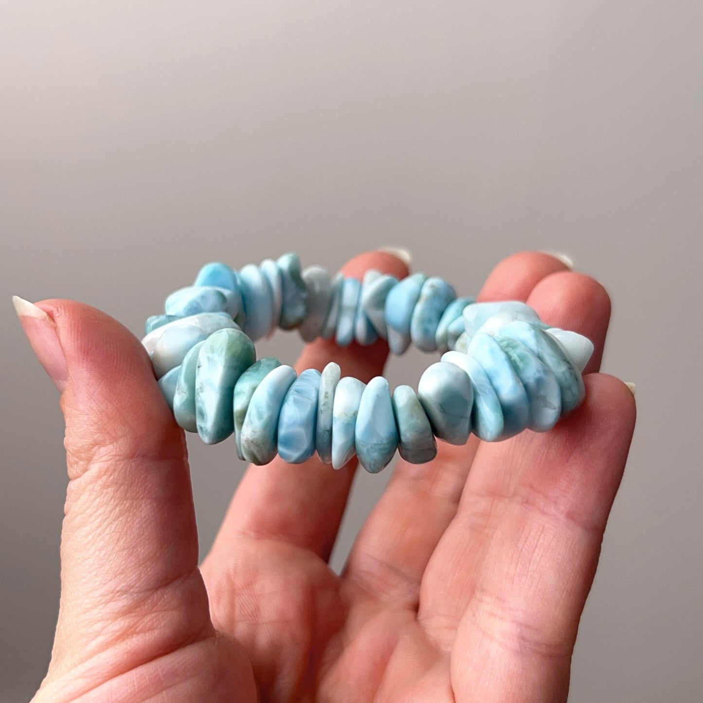 Chunky Larimar Bracelet | Crystal Stretch Bracelet