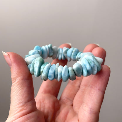 Chunky Larimar Bracelet | Crystal Stretch Bracelet