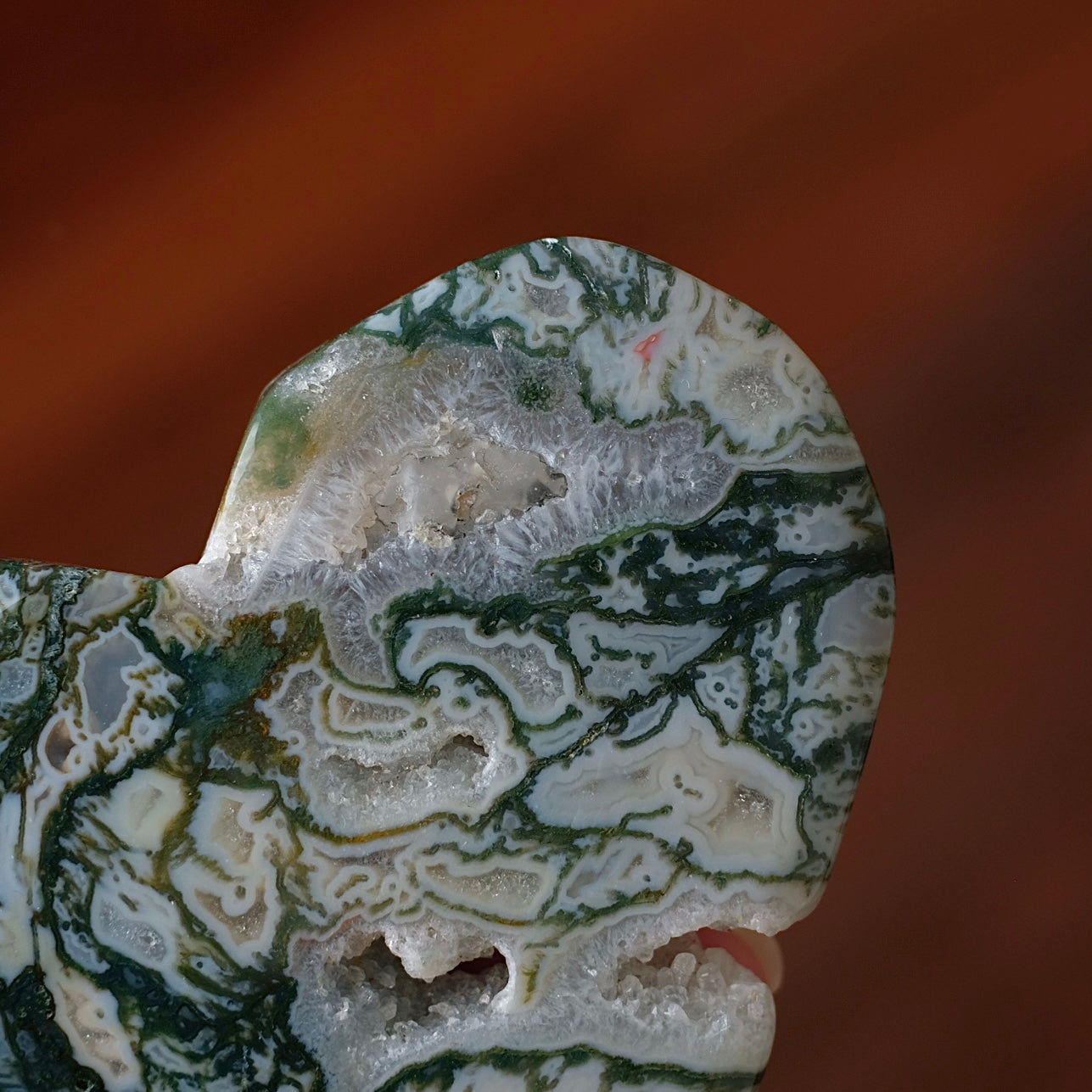 Moss Agate Heart | Druzy Moss Agate Crystal Heart