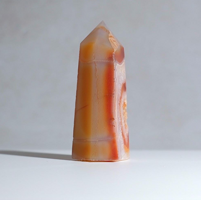 Druzy Carnelian Tower | Carnelian + Quartz Crystal Point