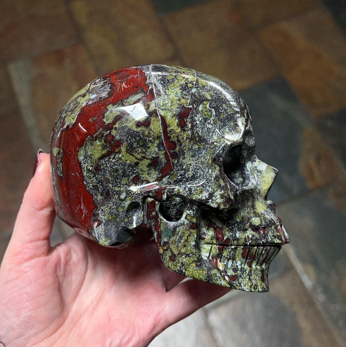 Dragon Blood Jasper Crystal Skull | Jasper Skull Carving