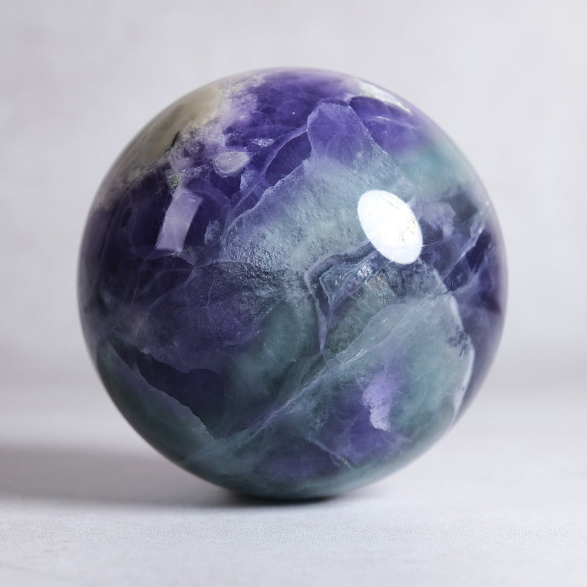 Pretty Fluorite Crystal Sphere | Polished Rainbow Fluorite Sphere