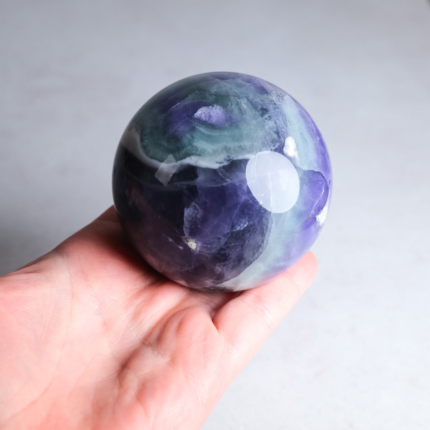 Pretty Fluorite Crystal Sphere | Polished Rainbow Fluorite Sphere