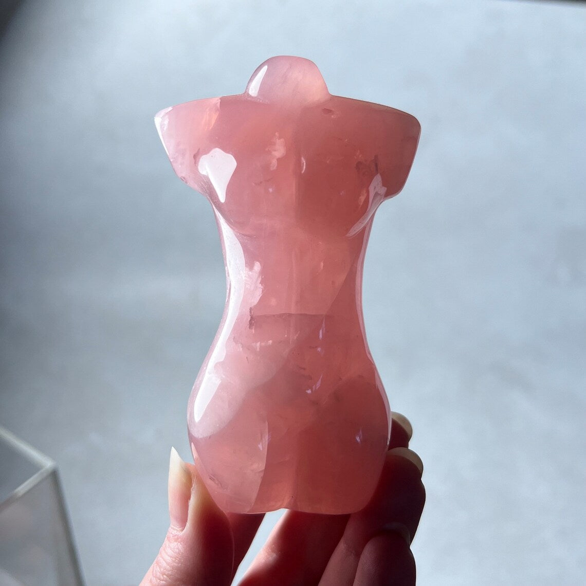 Rose Quartz Goddess Figure | Divine Feminine Crystal Carving