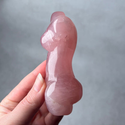 Rose Quartz Goddess Figure | Divine Feminine Crystal Carving