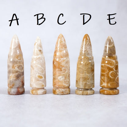 Coral Fossil Bullet | Coral Jasper Crystal Bullets