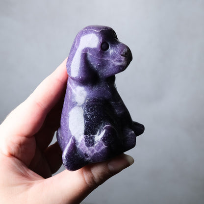 Lepidolite Dog Carving | Crystal Dog Figurine