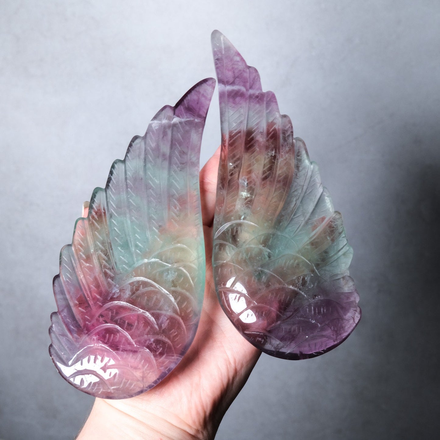 Fluorite Angel Wings Display | Crystal Wings & Stand