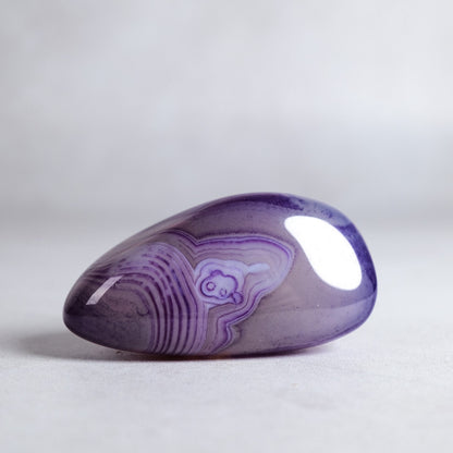 Purple Banded Agate | Dyed Agate Crystal Palm Tumble