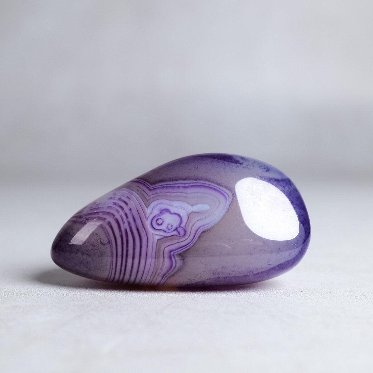 Purple Banded Agate | Dyed Agate Crystal Palm Tumble