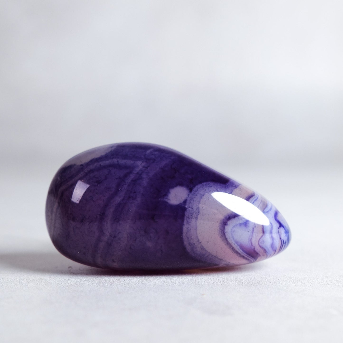 Purple Banded Agate | Dyed Agate Crystal Palm Tumble