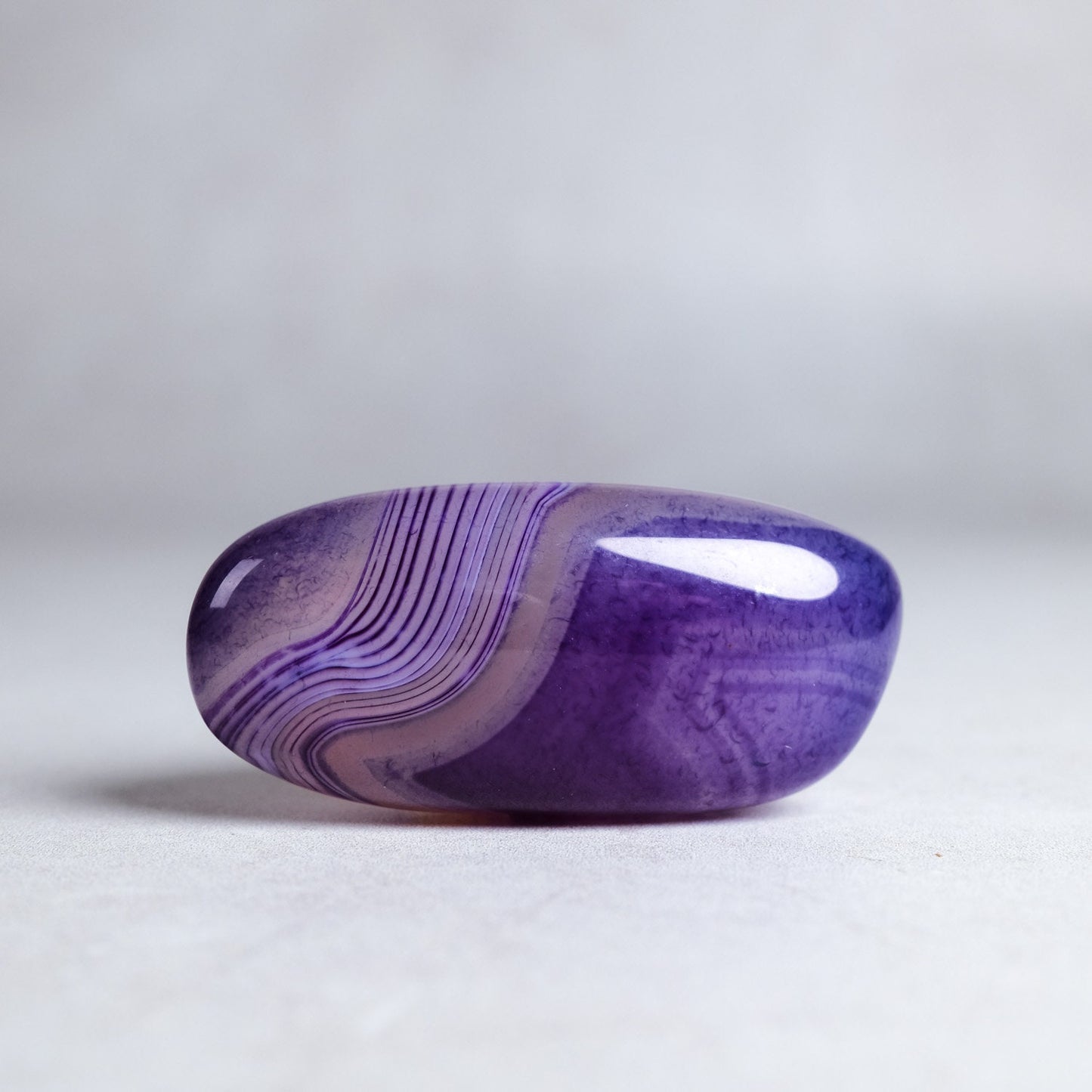 Purple Banded Agate | Dyed Agate Crystal Palm Tumble