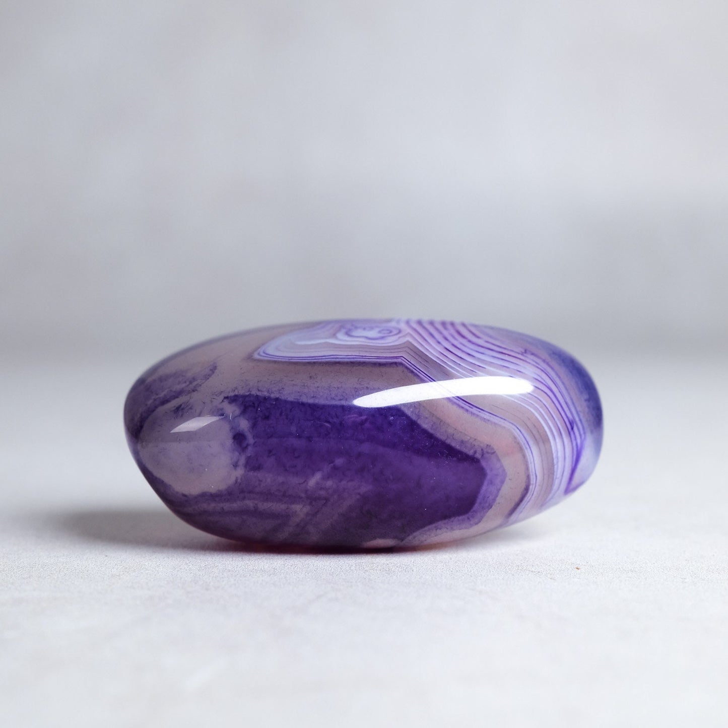 Purple Banded Agate | Dyed Agate Crystal Palm Tumble