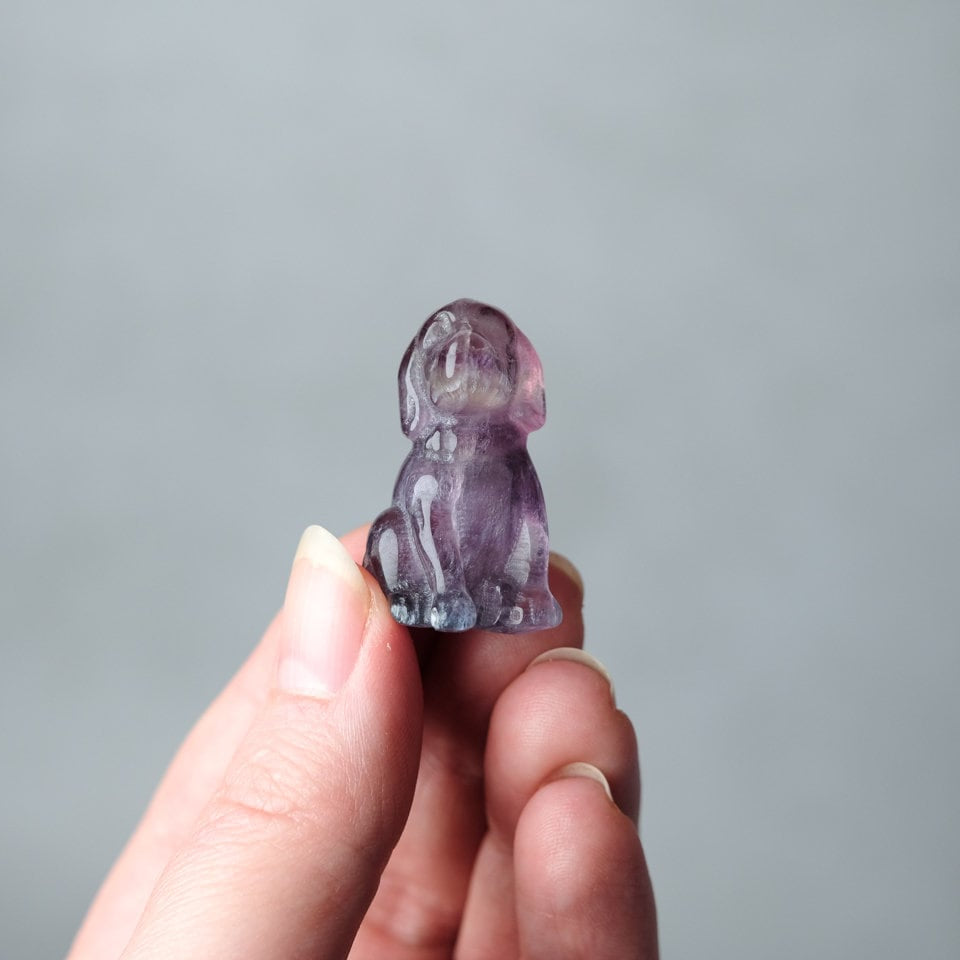 Fluorite Dog Carving | Mini Crystal Dog