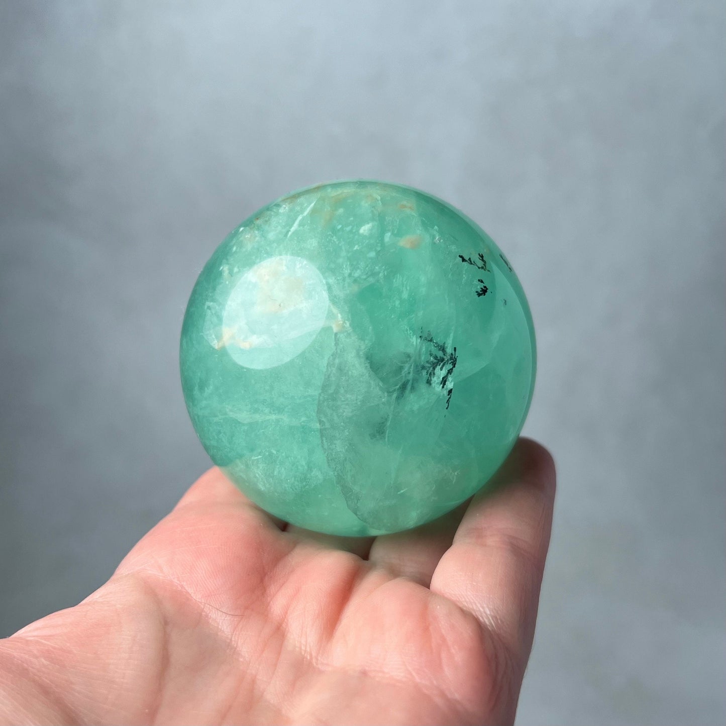 Rare Dendritic Fluorite Sphere | Mint Green Fluorite Crystal Sphere