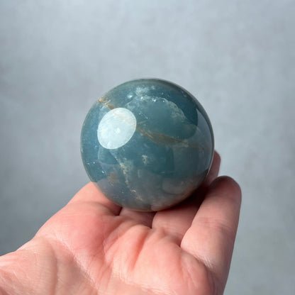 Lemurian Aquatine Calcite Sphere | Blue Onyx Crystal Sphere